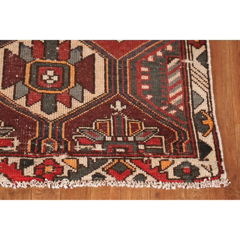 Hand Knotted Oriental 100% Wool Carpet Traditional Geometric Oranges & Rust Bakhtiari Area Rug - 6' 4'' X 3' 3''