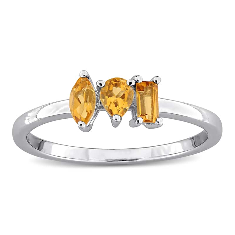 Miadora Multi-Gem Three Stone Ring Sterling Silver