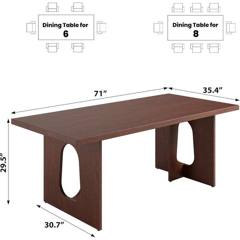 71" Long Kitchen Dining Table for 6-10 People for Kitchen, Conference Room, Home