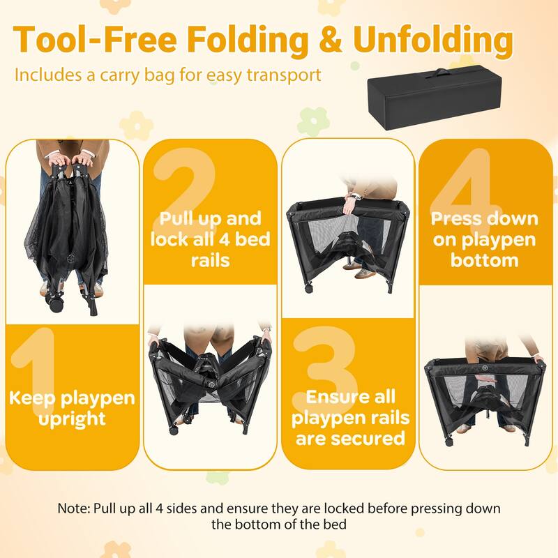 Gymax Portable Baby Playard w/Soft Mattress Breathable Mesh Sides