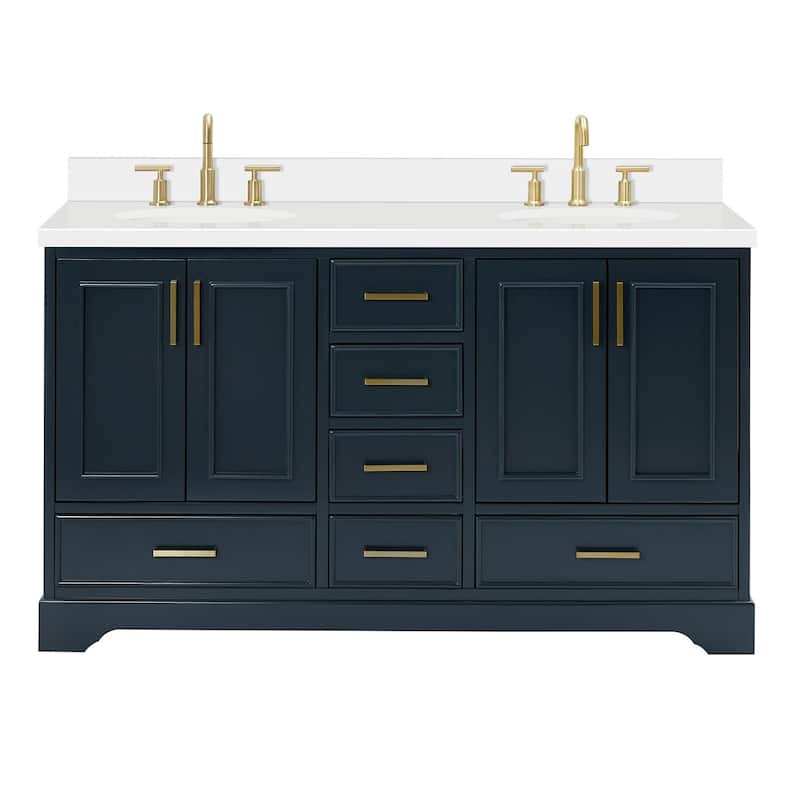 Ariel M061DWQOVO Stafford 61" Free Standing Double Basin Vanity Set - Midnight Blue - Painted