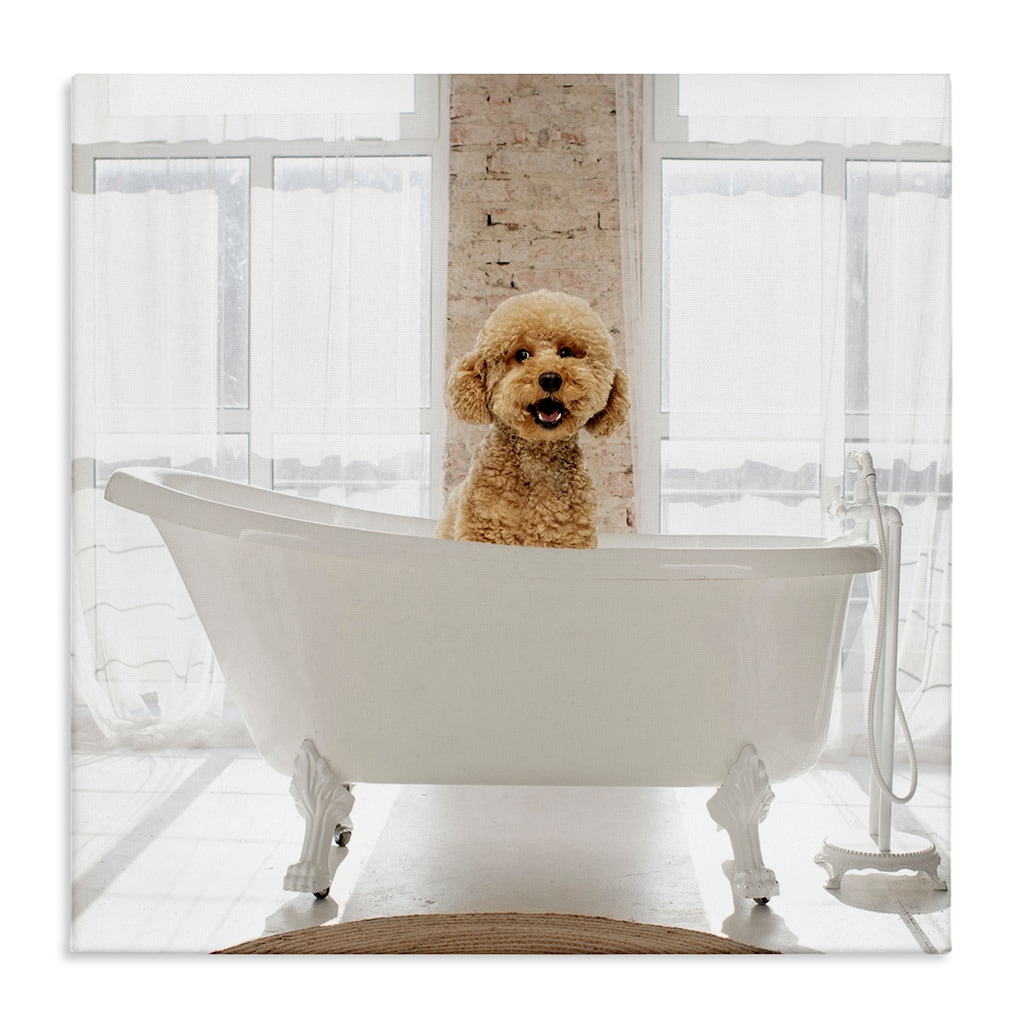 Stupell Happy Puppy in Bathtub Canvas Wall Art Design By CAD Designs