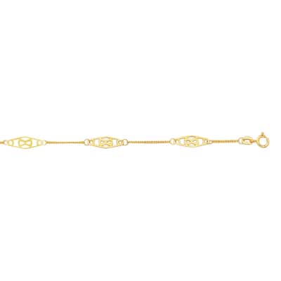 Curata 14k White or Yellow Gold 10" Adjustable Twisted Bar Infinity Anklet