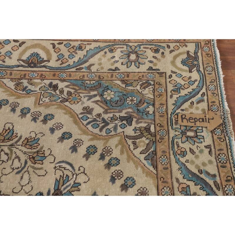 Tabriz Persian Vintage Rug Hand-Knotted Traditional Wool Carpet - 6'5"x 9'7"