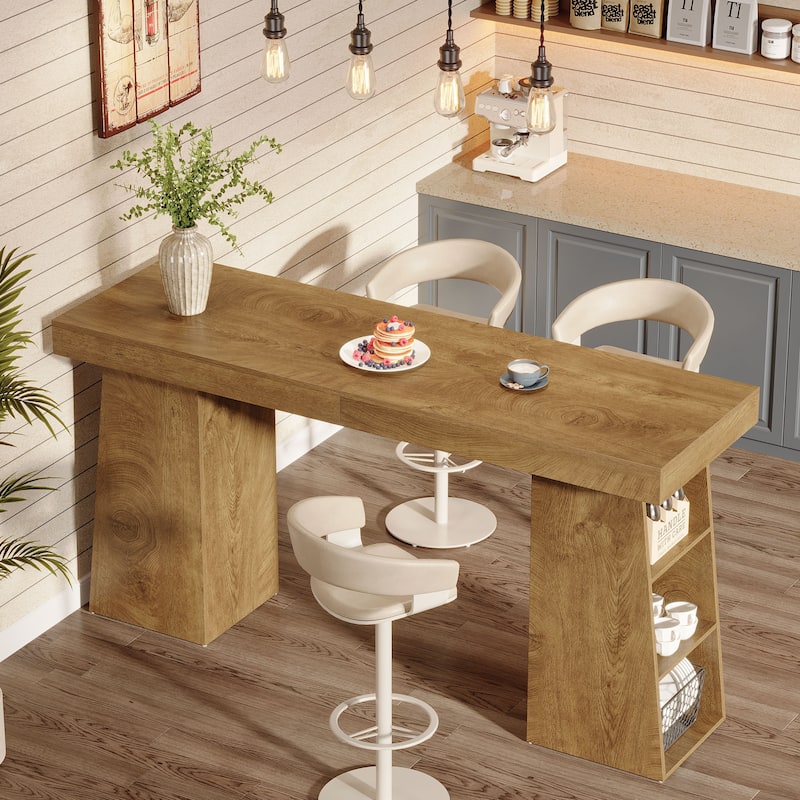63-Inch Long Bar Table with Storage