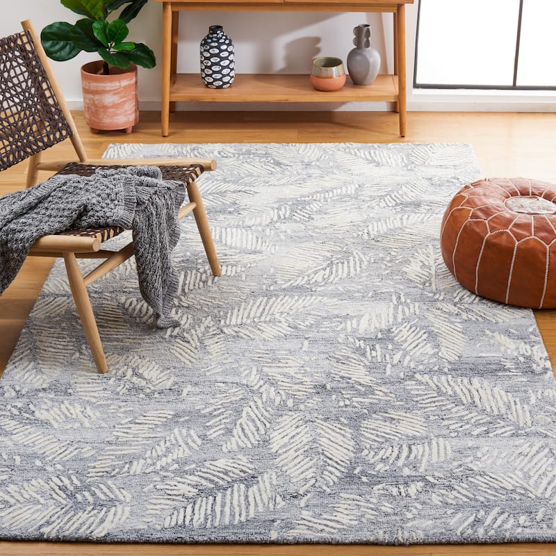 SAFAVIEH Handmade Glamour Shag Contemporary Rug - 3' x 5' - Grey/Ivory