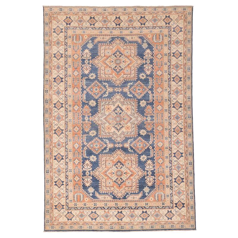 ECARPETGALLERY Hand-knotted Finest Ghazni Navy Wool Rug - 6'6 x 9'8