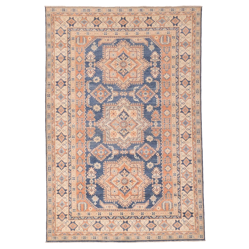 ECARPETGALLERY Hand-knotted Finest Ghazni Navy Wool Rug - 6'6 x 9'8