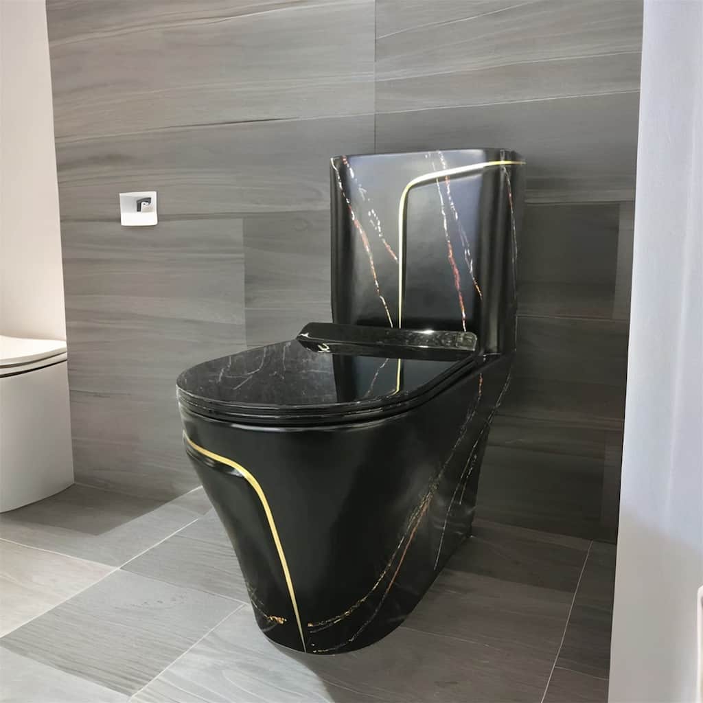 Black Mordern One Piece Toilet with Seat