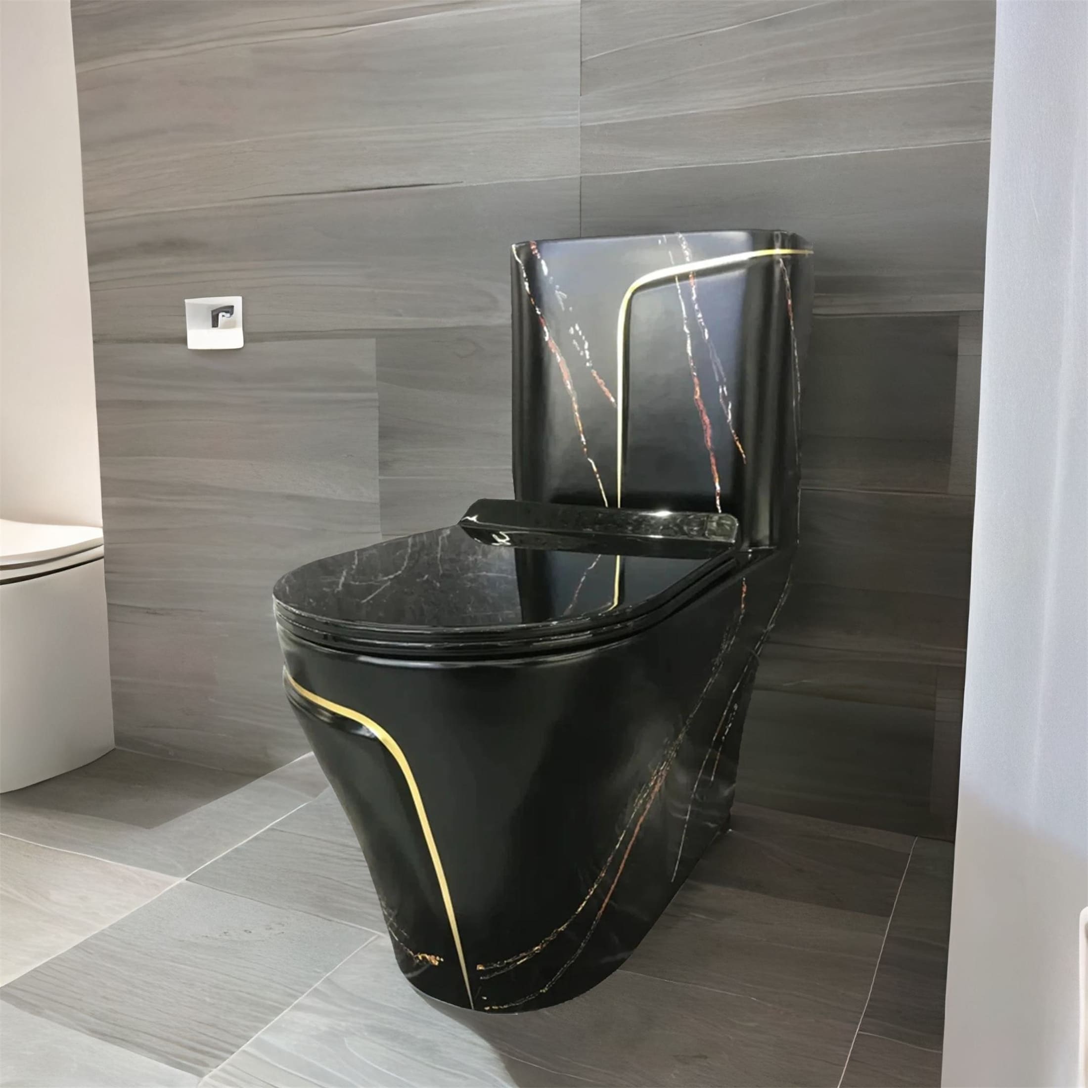 Black Mordern One Piece Toilet with Seat