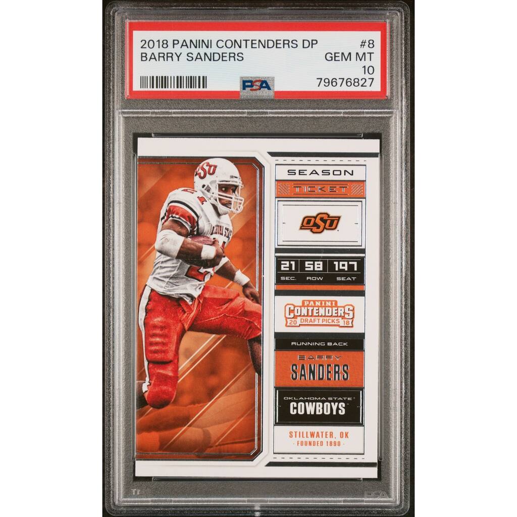 Barry Sanders 2018 Panini Contenders Draft Picks Football Card #8 Graded PSA 10 - 8'6" x 11'6"