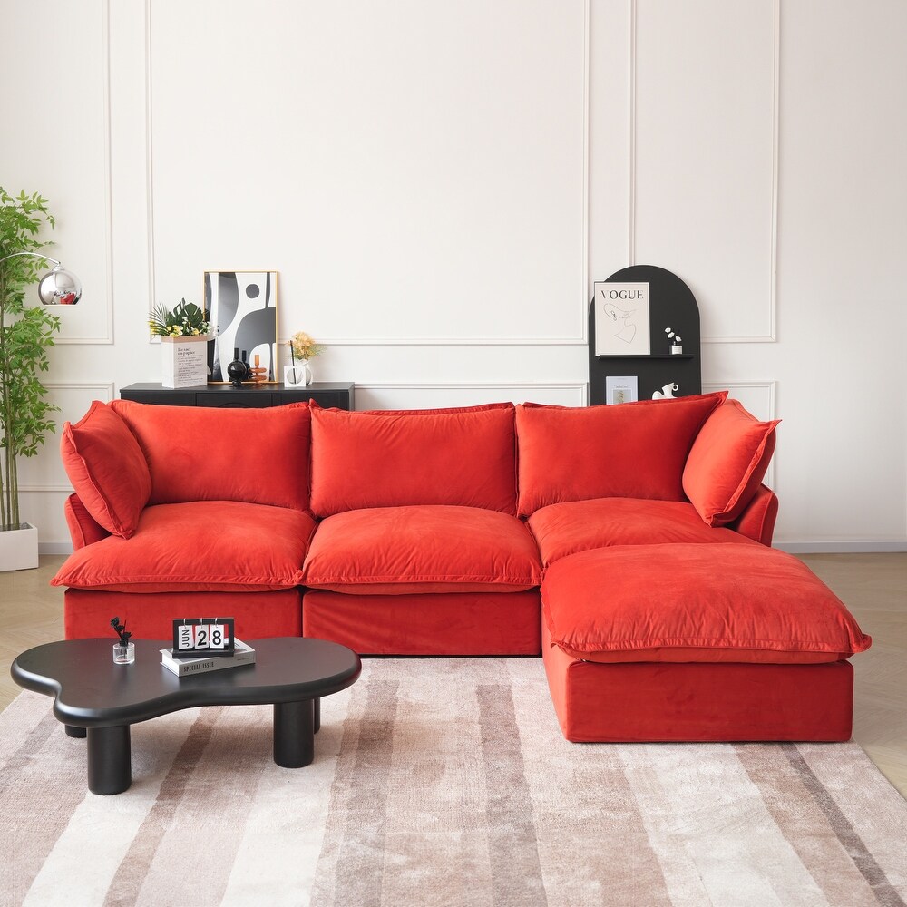 Small red sectional couch discount