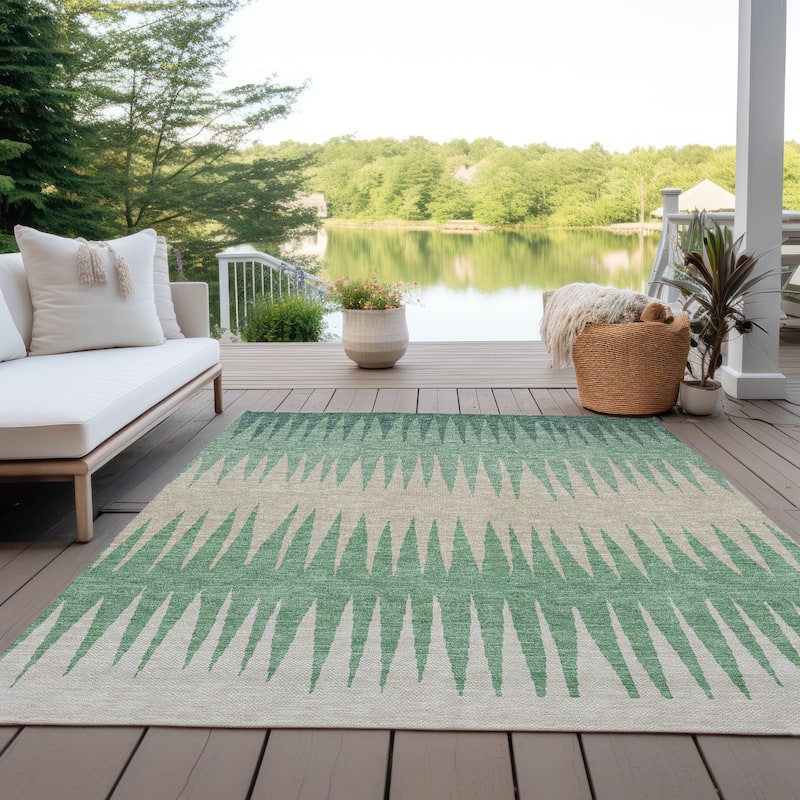 Machine Washable Indoor/ Outdoor Chantille Ombre Contemporary Rug - Sage - 8' x 10'
