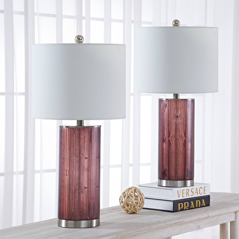 25.5" Blue/Nickel Bedside Table Lamp Set (Set of 2)