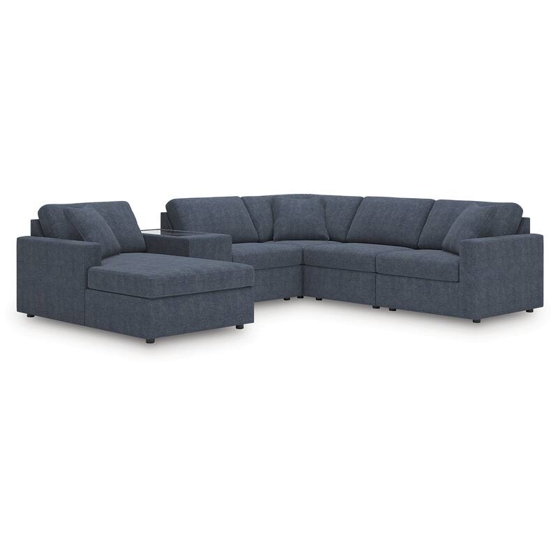 Signature Design by Ashley Modmax 6-Piece Sectional with Chaise - 125" W x 107" D x 36" H - Blue - Right Facing
