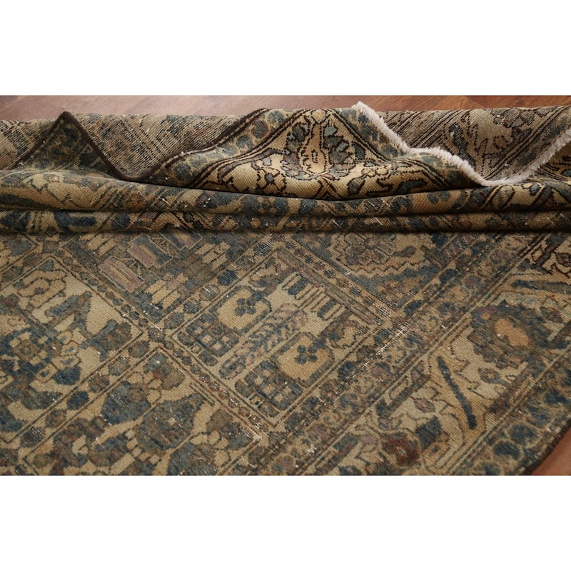 Distressed Bakhtiari Persian Vintage Rug Hand-Knotted Wool Carpet - 5'4"x 10'1"