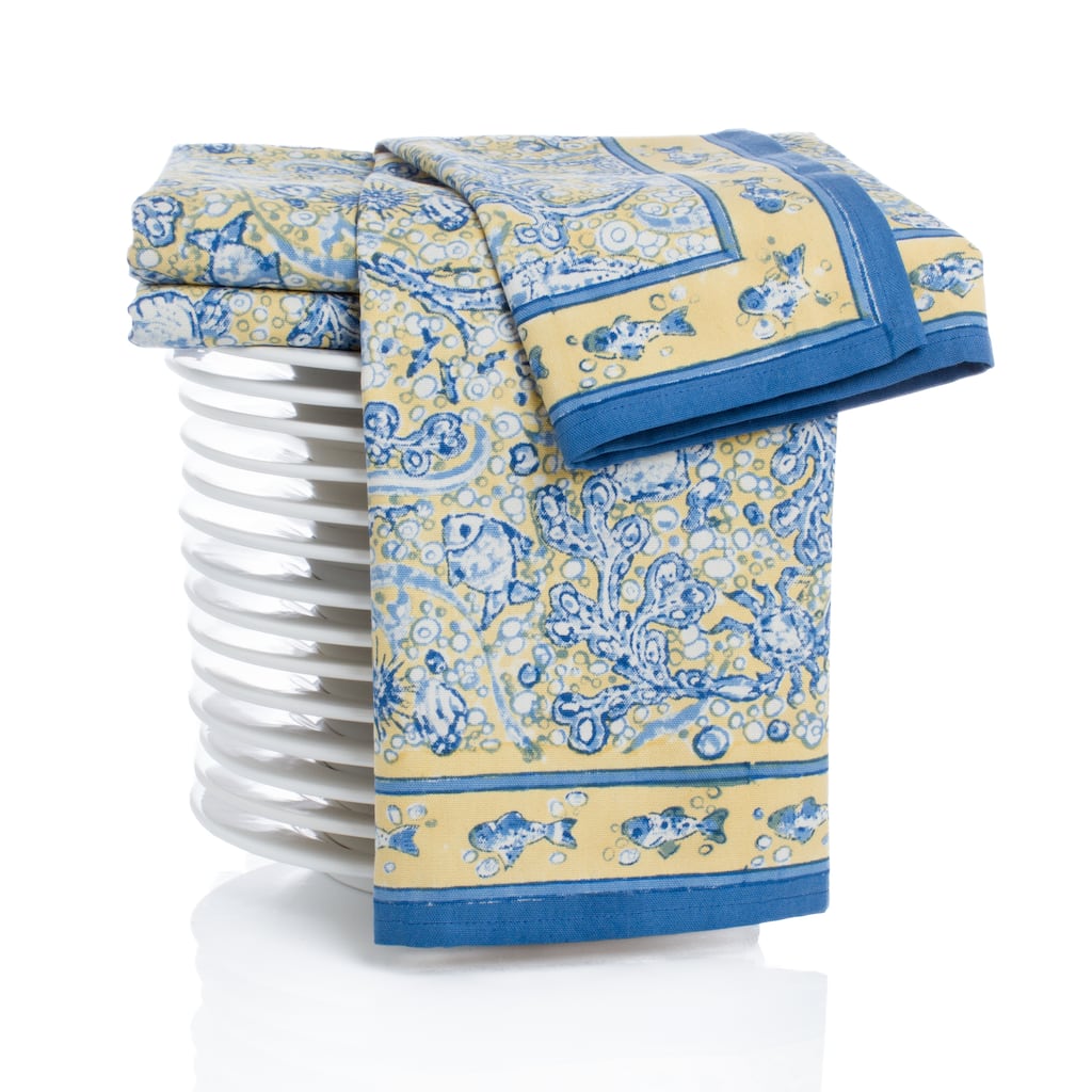 La Mer Blue/Yellow Tea Towels 20x30 - Set of 3