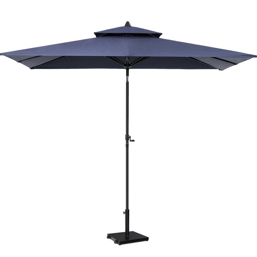 Pellebant 9 x 5 Ft Outdoor Double Top Market Umbrella with Wheels Base Stand