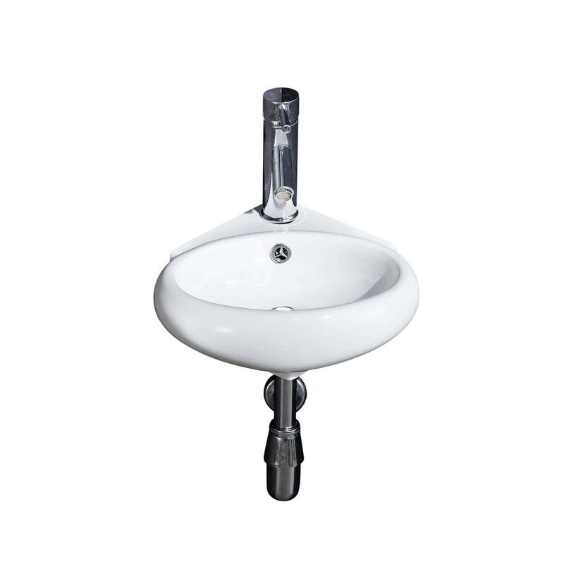 Fine Fixtures Ceramic 14.5-inch Corner White Wallmount Sink - 15" X 15"