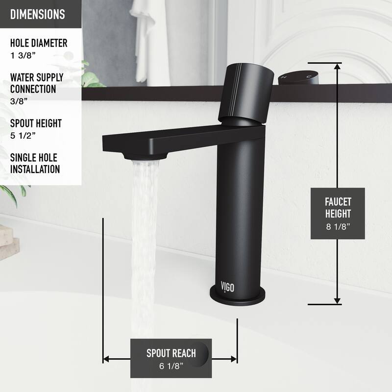 Vigo Halsey 1.2 GPM Single Hole Bathroom Faucet