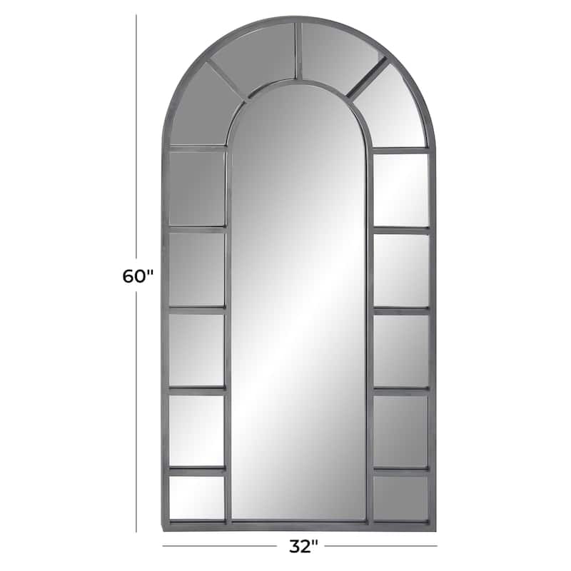 Black or Gold Metal Window Pane Inspired Room Wall Mirror with Arched Top