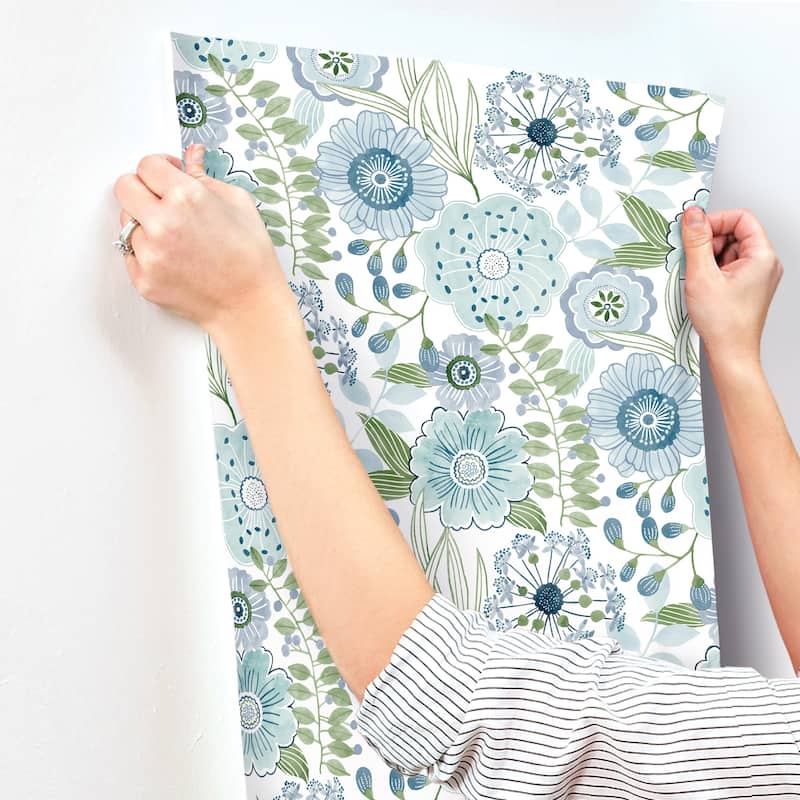 York Wallcoverings Artistic Bouquet Alpine and Leaf Wallpaper