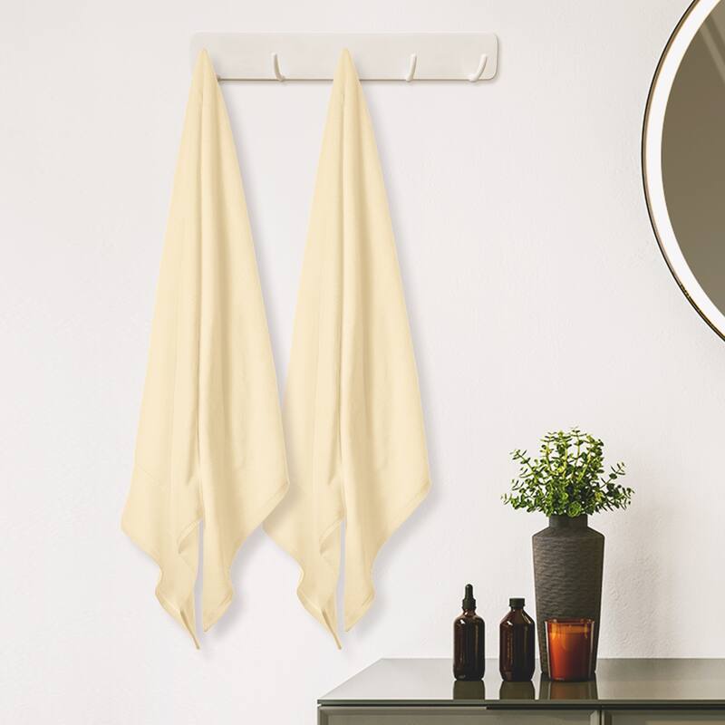Cotton 2 Pack Solid Bath Towels, Quicker to Dry and Highly Absorbent Towels for Gym Pool 28" x 56"