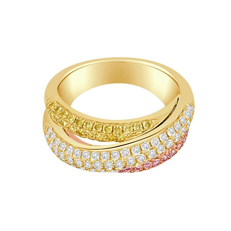 Auriya 14k Gold Lab Grown Diamond Tri-Color Rolling Band 1.07 ct. tw. (F-G, VS)