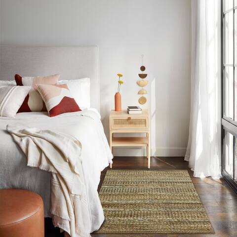LR Home Hand-Woven Dusty Blue Braided Jute Rug
