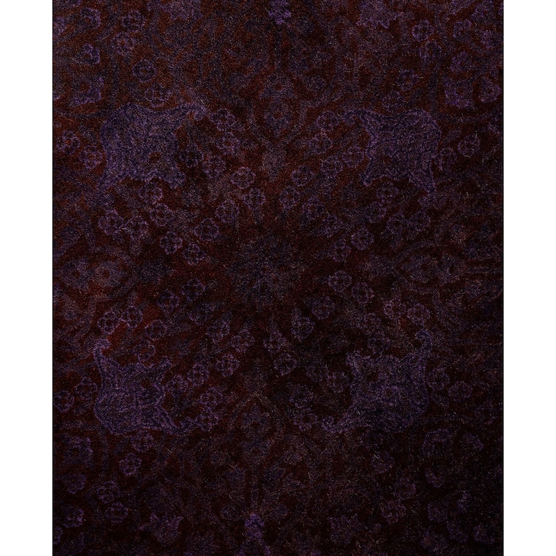 Overdyed One-of-a-Kind Hand-Knotted Round Area Rug - Purple - 6' 1" x 6' 1"