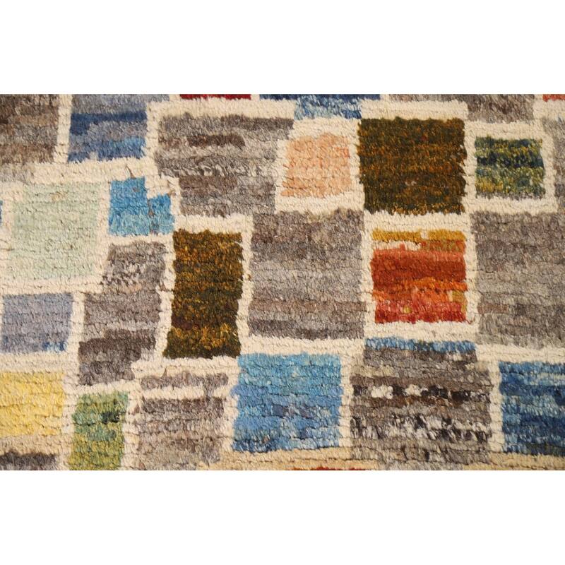 Hand Knotted Oriental 100% Wool Carpet Modern All-Over Greys & Charcoal Moroccan Area Rug - 8' 1'' X 5' 2''