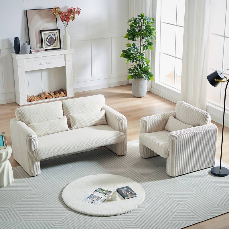 GDFStudio - Emiliano Sofa Set in Premium Corduroy with Elegant Design and Superior Comfort