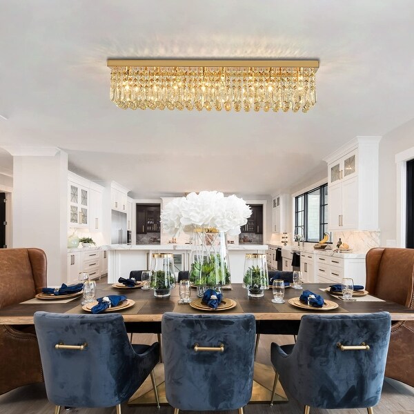 Modern Gold Rectangle Flush Mount Ceiling Light Fixture for