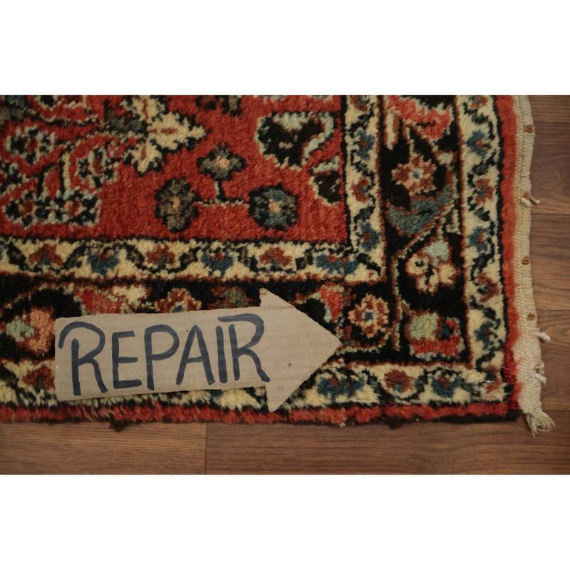 Hand Knotted Oriental 100% Wool Carpet Traditional Floral Oranges & Rust Hamedan Runner Rug - 17' 9'' X 2' 9''