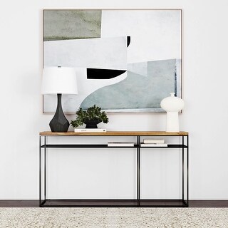 Sutton 63" Iron and Wood Console Table with Storage