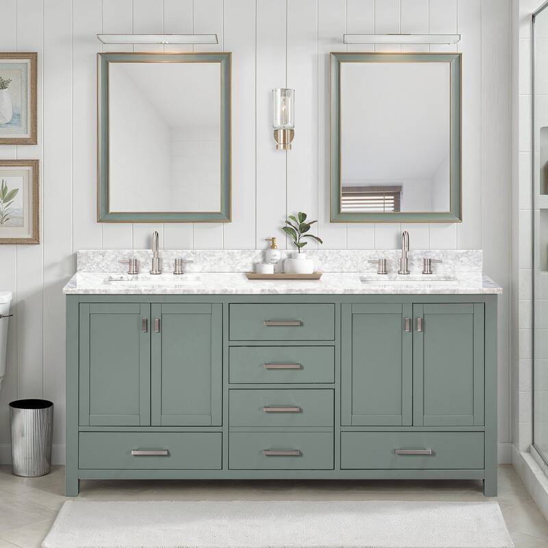 Avanity Modero 72 in. Double Sink Bathroom Vanity with Carrara Marble Top - 73"W x 22"D x 35"H