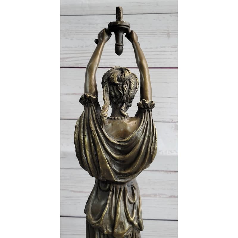 Hot Cast Bronze Sculpture Statue Of Ancient Greek Temple Priestess Holding Vessel