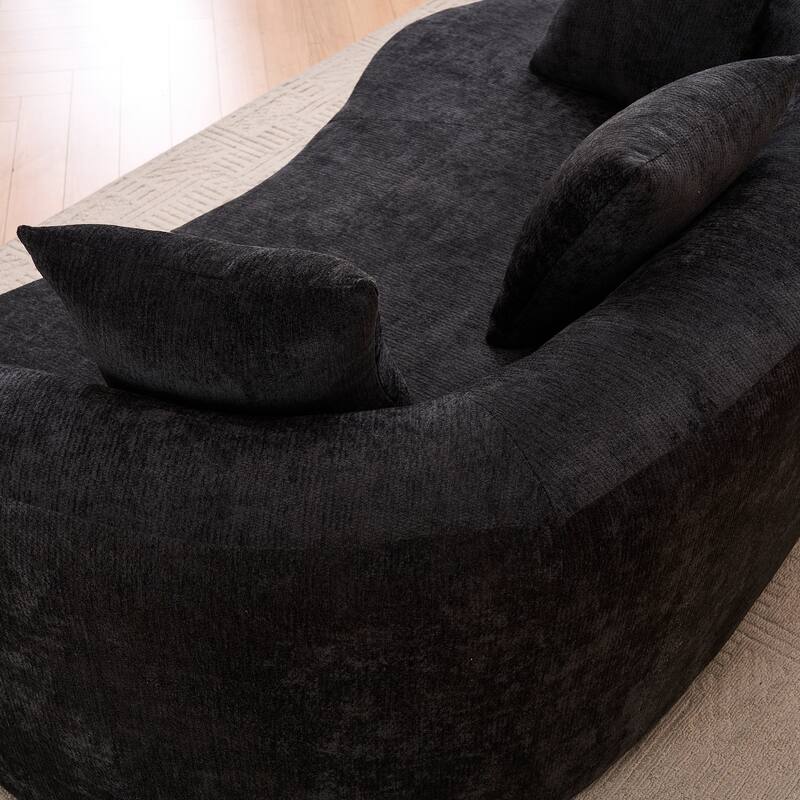 GDFStudio - Modern Crescent-Shaped Chenille 79" 3-Seater Sofa
