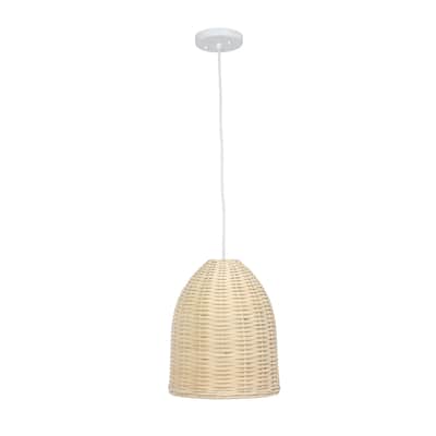 Lalia Home 12" Beachy Boho Woven Rattan Pendant Light, Natural