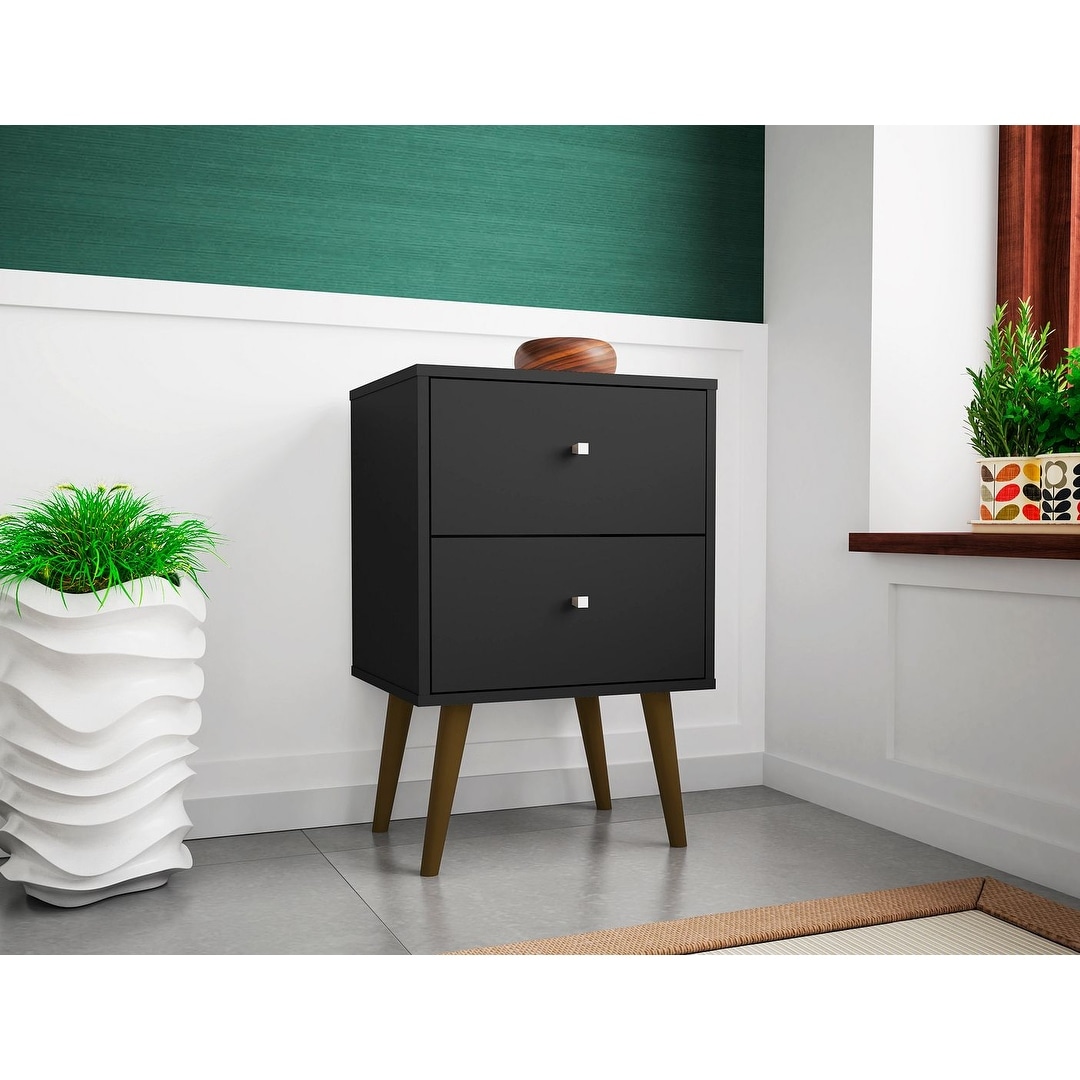 Liberty Mid Century Modern Black Nightstand 2.0 with 2 Extension