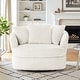 preview thumbnail 48 of 74, UIXE Oversize 43" Plush Corduroy Swivel Barrel Chair Comfy Accent Chair For Living Room Beige
