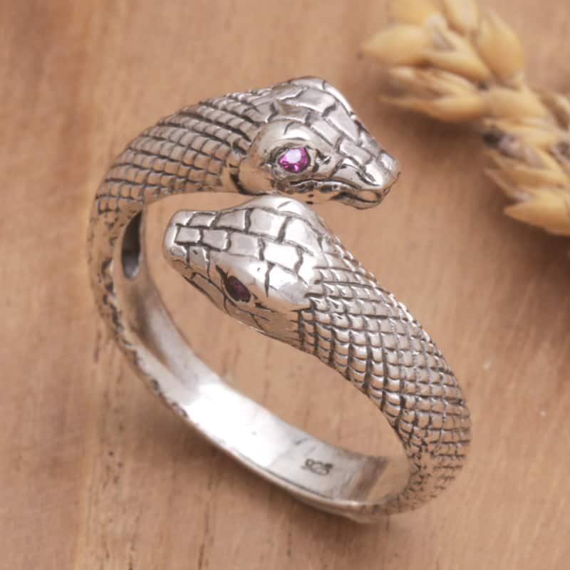 Novica Handmade Honeymoon Snake Men'S Amethyst Ring