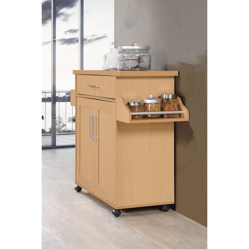 43.5" Beige Solid Kitchen Island with Spice Rack