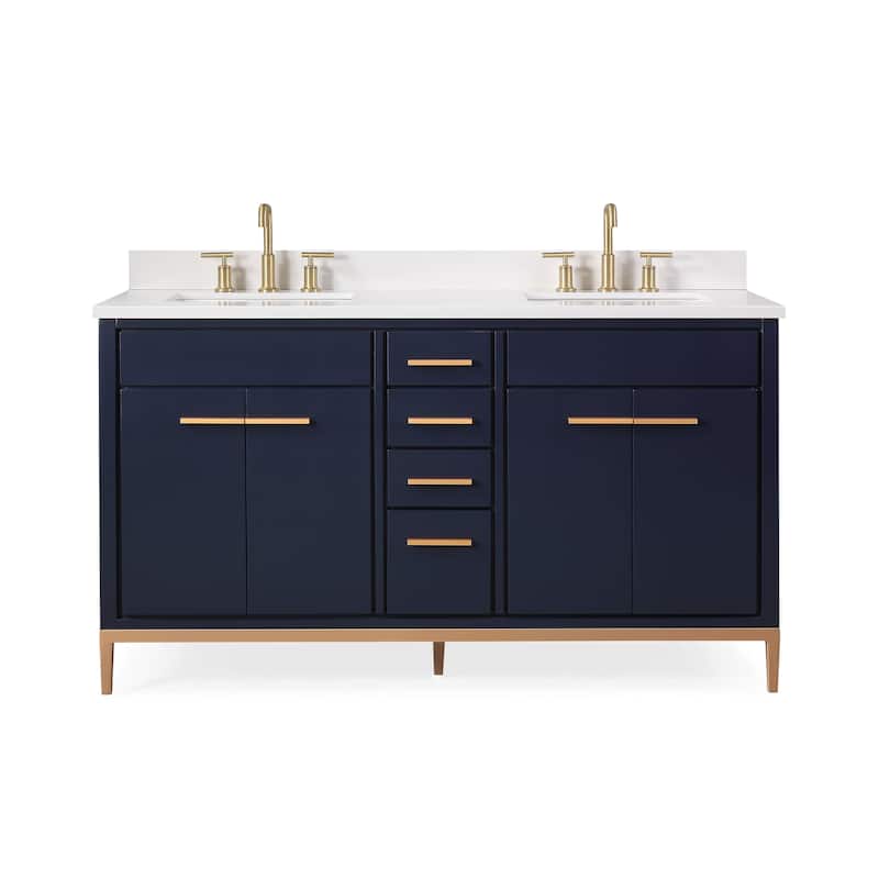 60" Tennant Brand Modern Style Beatrice Double Sink Bathroom Vanity - Blue - Painted - Double Vanities