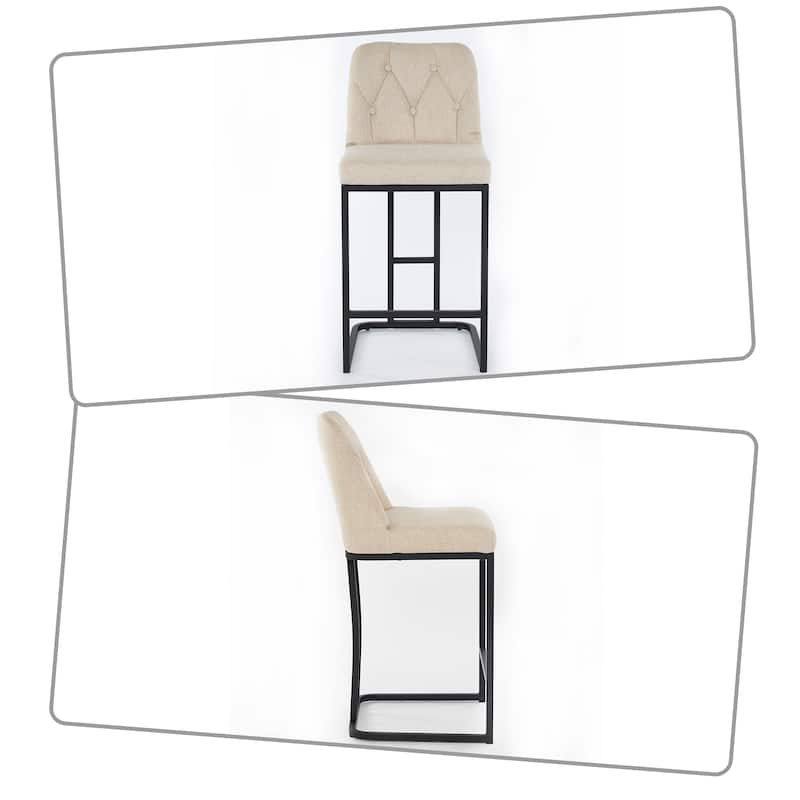 Modern minimalist bar chair set with upholstered backrest and metal legs suitable for bedroom living room kitchen bar