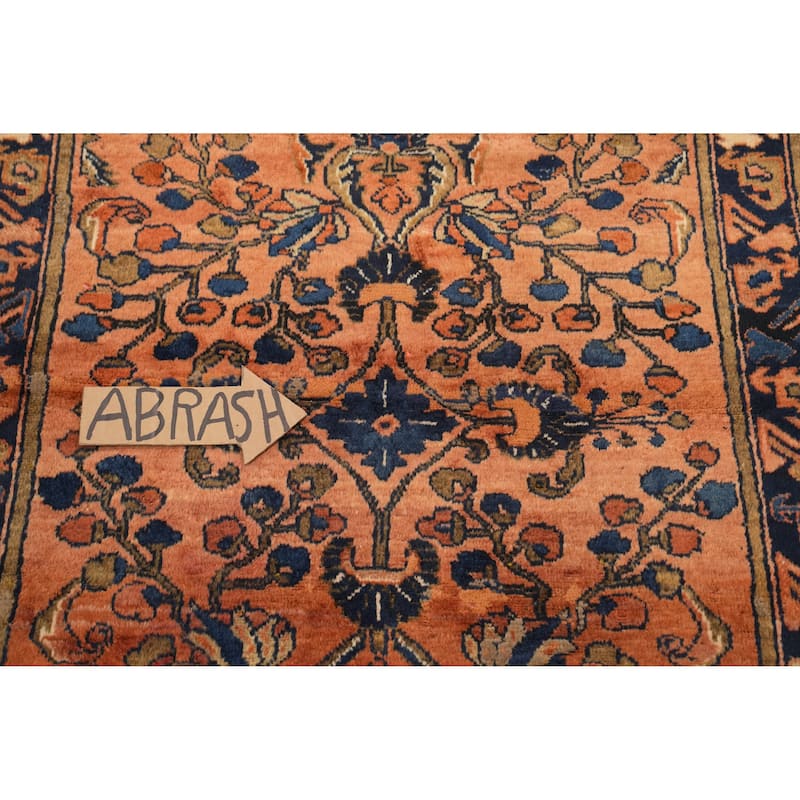 Hand Knotted Oriental 100% Wool Carpet Traditional Floral Oranges & Rust Lilian Area Rug - 4' 4'' X 3' 2''