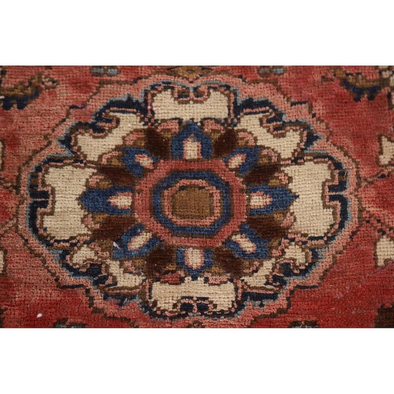 Pink Tabriz Persian Vintage Runner Rug Hand-knotted Wool Carpet - 3'2"x 10'0"
