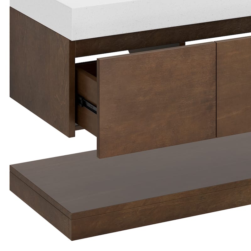 Moasis 47" W 3 Drawer Floating Bathroom Vanity with Stone Top and Ceramic Basin