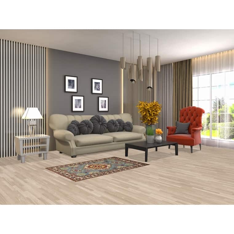 Traditional Light Blue Kazak Foyer Rug Handmade Wool Carpet - 2'8" x 4'1"