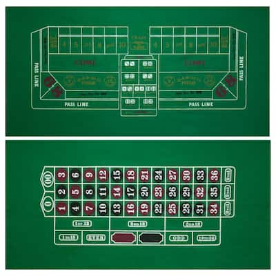 GSE™ 36"x72" Double Sided Casino Roulette & Craps Tabletop Layout Felt, Casino Table Top Cover Mat - Layout Felt